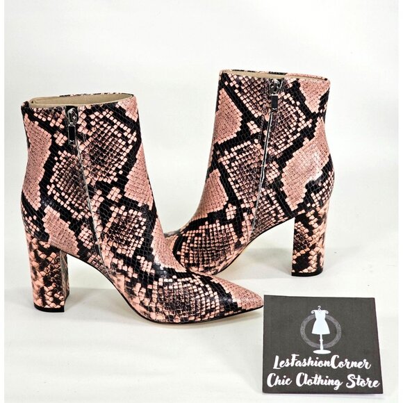 NWOB Marc Fisher Women's Leather Snake Print Pointed Toe Block Booties Sz 7 1784 - Picture 12 of 15